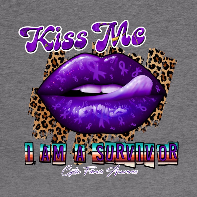 Cystic Fibrosis Awareness Ribbon Lips Kiss Me I am A Survivor Supporting GIft for Fighter by JerryCompton5879